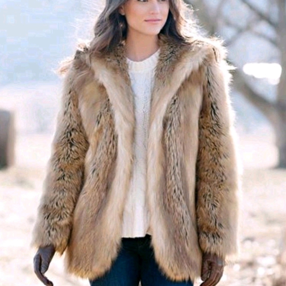 New Donna Sayler's Faux Golden fox Jacket